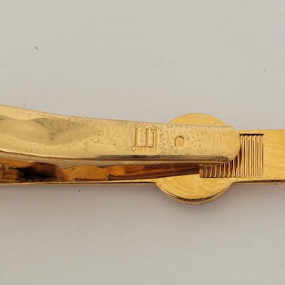 Dunhill Vintage Lapis Lazuli Striped Tie Clasp Clip Bar Gold Retro Vintage Logo - Picture 6 of 8
